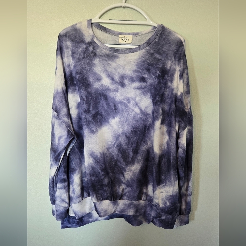 Talulah Blue Tie Dye Slouchy Top Size Medium
